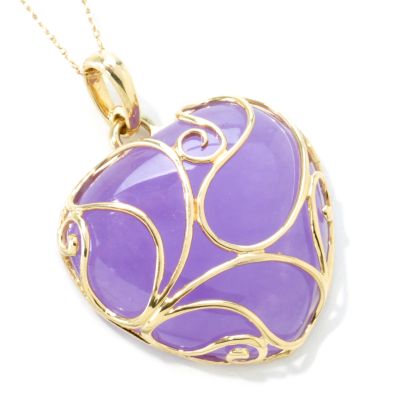 J203853 - 14K Gold Lavender Jade Pendant w/ 18" Chain