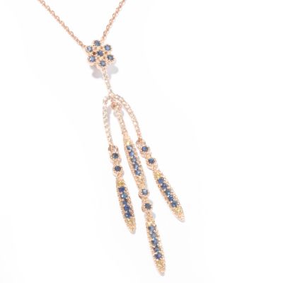J203857 - 14K Rose Gold Blue / Yellow / White Sapphire Dangle Pendant w/ Chain