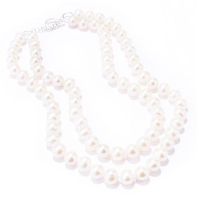J203880 - Sterling Silver 18" 11-12mm Freshwater Cultured Pearl Dual Strand Necklace