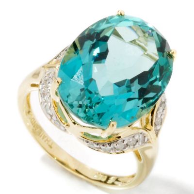 J203887 - 14K Gold Green Topaz & Diamond Ring