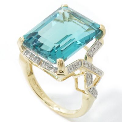 J203891 - 14K Gold Green Topaz & Diamond Ring