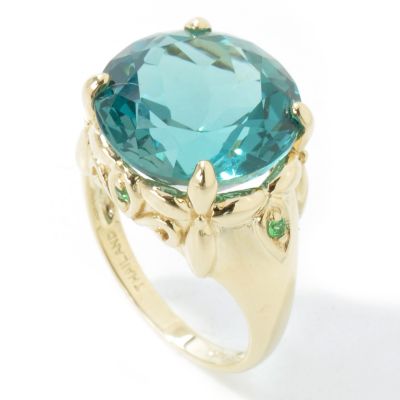 J203893 - 14K Gold Green Topaz & Tsavorite Ring