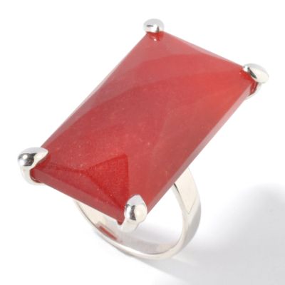Sterling Silver Blue, Green or Red Aventurine Elongated Ring