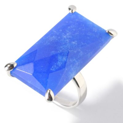 Sterling Silver Blue, Green or Red Aventurine Elongated Ring