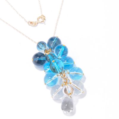 J204097 - 14K Gold Multi-Color Topaz Bead Drop Pendant w/ 18" Chain
