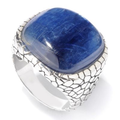 J204141 - Sterling Silver Blue Kyanite Pebble Shank Ring