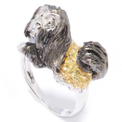 J204157 - 14K White Gold Yellow Sapphire Dog Ring