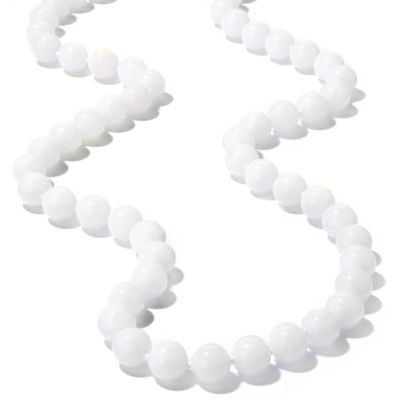 J204168 - Sterling Silver 36" White KunLun Jade Bead Necklace