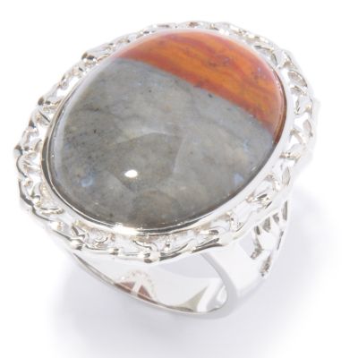 J204331 - Sterling Silver Oval Picture Jasper Ring
