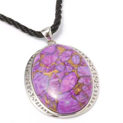 J204343 - Sterling Silver Mohave Purple Turquoise Pendant w/ 18" Cord
