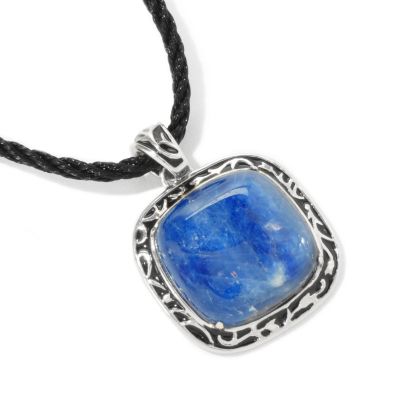 J204386 - Sterling Silver Kyanite & Mother-of-Pearl Pendant w/ 17.5" Black Cord