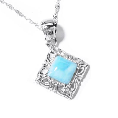 J204410 - Sterling Silver Larimar Pendant w/ 18" Chain
