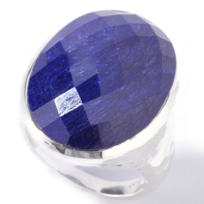 J204664 - Sterling Silver Dyed Ruby or Sapphire Oval Ring