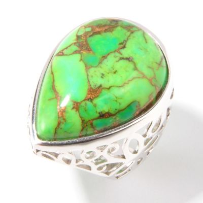 J204720 - Sterling Silver Mohave Lime Green Stabilized Turquoise Ring