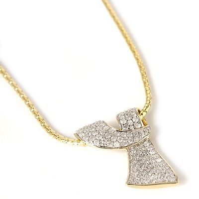 14K 1.00ct Diamond Pave Drape Pendant w Chain