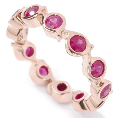 14K WG/Tanzanite, RG/Ruby, or YG/Spessartite Eternity Ring