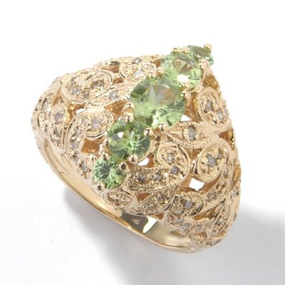 14K Demantoid Garnet Five-Stone Ring
