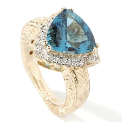 14K WG, RG or YG Topaz & Diamond Ring