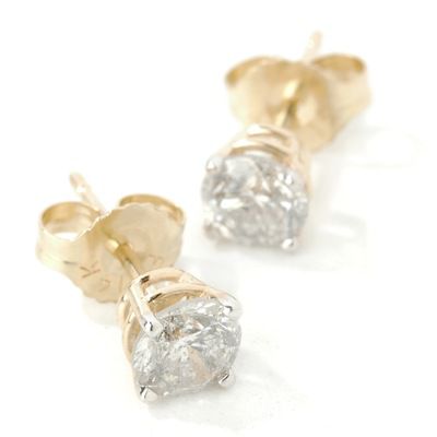 14K WG or YG 0.90ct Diamond Stud Earring, H-I & I1-I2