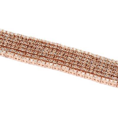 14K RG 7" 8.01ct Cognac & White Diamond Bracelet