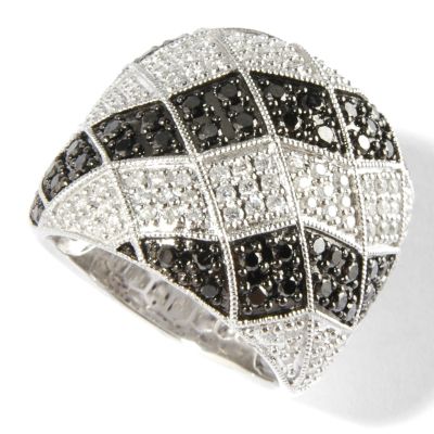 14K WG 1.20ct Black & White Diamond Checkerboard Ring