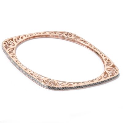 14K WG, RG or YG 8.375" Diamond Color Choice Bangle