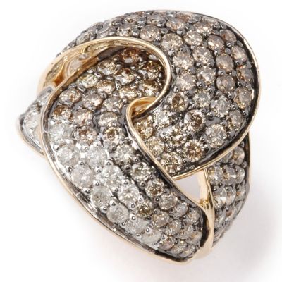 14K Gold 3.15ct Chocolate & White Diamond Overlap Ring