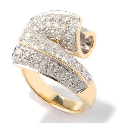 14K Gold 1.50ct Diamond Pave Fold-Over Ring