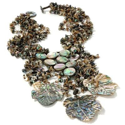 Beaded 21" Abalone NecklaceEarring Set