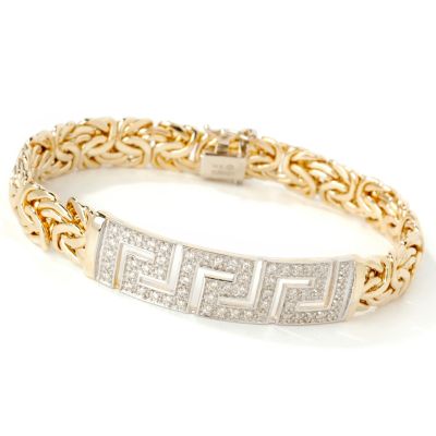 14K 8" Diamond Greek Key Byzantine Bracelet