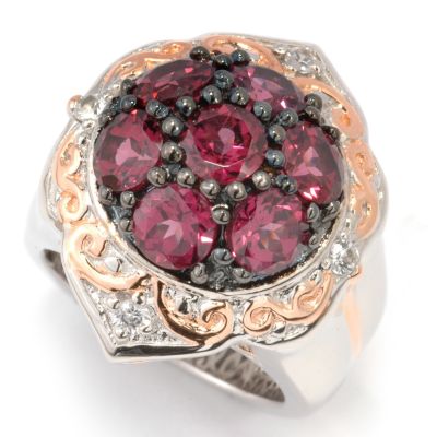 Sterling Silver/Palladium/18K RG Vermeil Rhodolite Garnet & Sapphire Ring