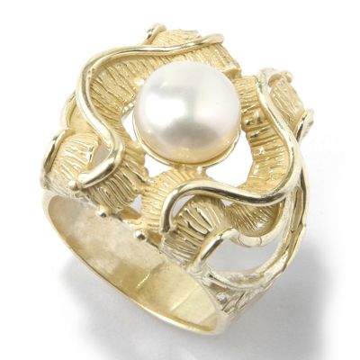 14K Cultured Freshwater Pearl Golden Waves Ring