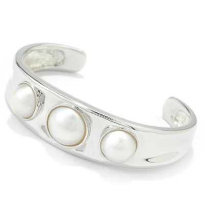 Sterling Silver / Vermeil or Rhodium 7.25" Cultured Mabe Pearl Bracelet