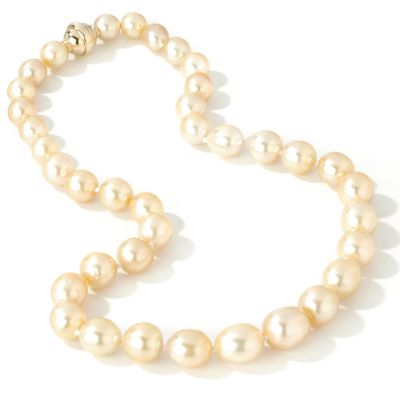 14K 18" 9-11MM Golden Cultured South Sea Baroque Pearl Strand Necklace