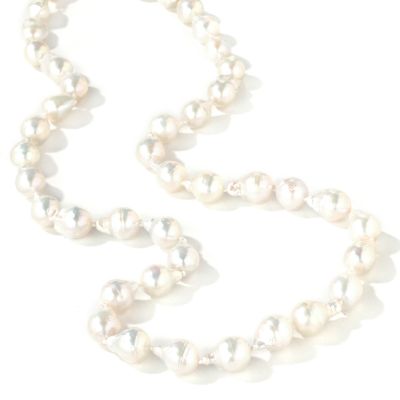 14K 24" 10-11MM White Cultured Freshwater Baroque Pearl Strand Necklace