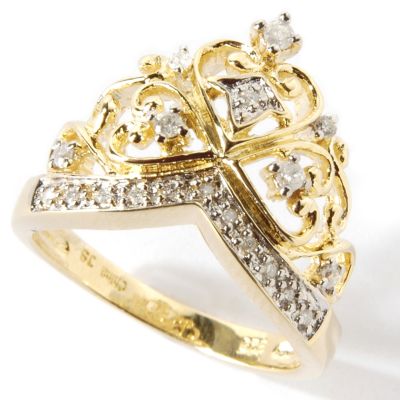 Sterling Silver / 18K Vermeil Diamond Tiara Crown Ring