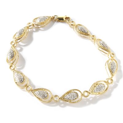 Sterling Silver/Platinum/ or 18K Vermeil 7.5" Diamond Tear Drop Bracelet