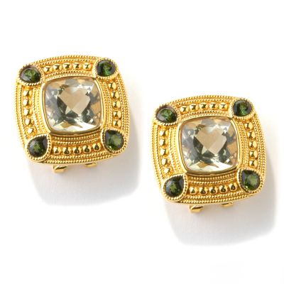 14K Green Amethyst & Tourmaline Artform Earrings