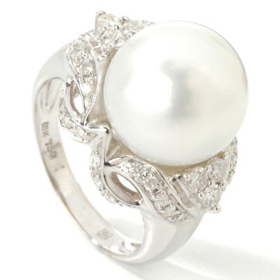 18K WG Diamond & 12.5-13MM Cultured South Sea Pearl Ring