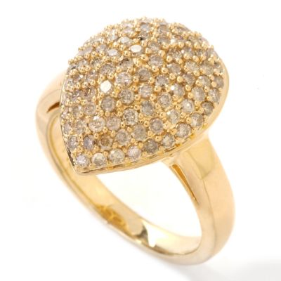 Sterling Silver / 18K Vermeil 1.01ct Champagne Diamond Pear Shaped Ring