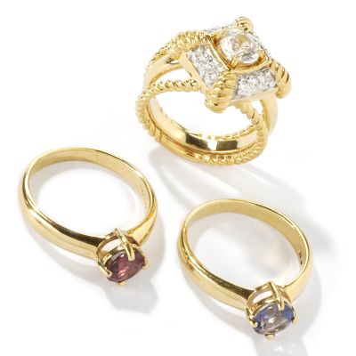 J302876 - Sterling Silver / Platinum or 18K Vermeil Jackets & Gem Solitaire Rings