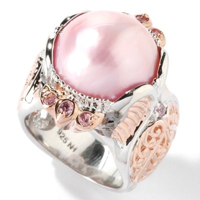 Sterling Silver / Palladium / 18K Vermeil Cultured Mabe Pearl & Gem Ring