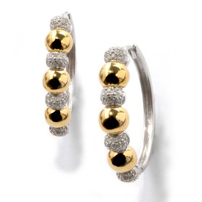 Sterling Silver / Platinum & 18K Rose or Yellow Vermeil Diamond Earrings