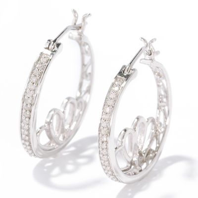 Sterling Silver Diamond Hoop Earrings
