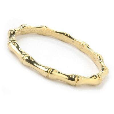 14K WG or YG 8" Artform Bamboo Bangle Bracelet