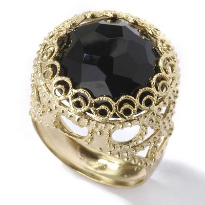 14K Onyx Scrollwork Ring