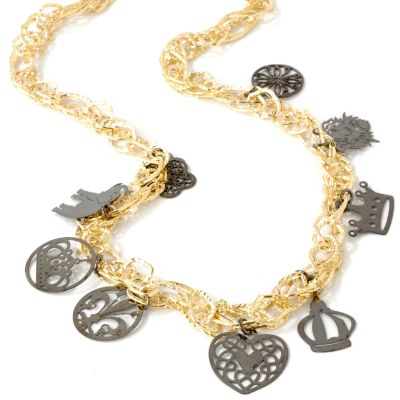 14K 19 Black Rhodium Charm Necklace