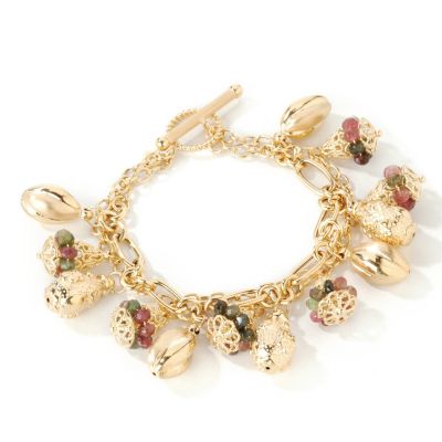 Tourmaline Accent Teardrop & Oval Artform Charm Bracelet