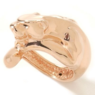 14K White, Rose, or Yellow Gold Black Enamel Eyed Artform Panther Ring