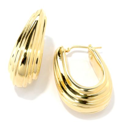 14K White or Yellow Gold Dramatic Tiered Artform Oval Hoop Earrings